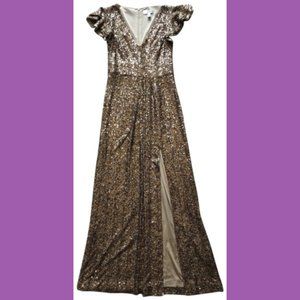 Elegant Gold Sequin Wedding Dress